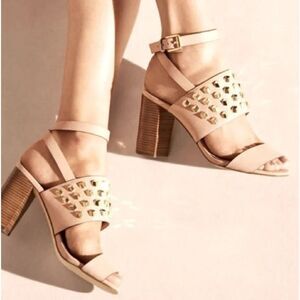 Michael Kors Valencia Studded Heel Sandal in Nude Oyster